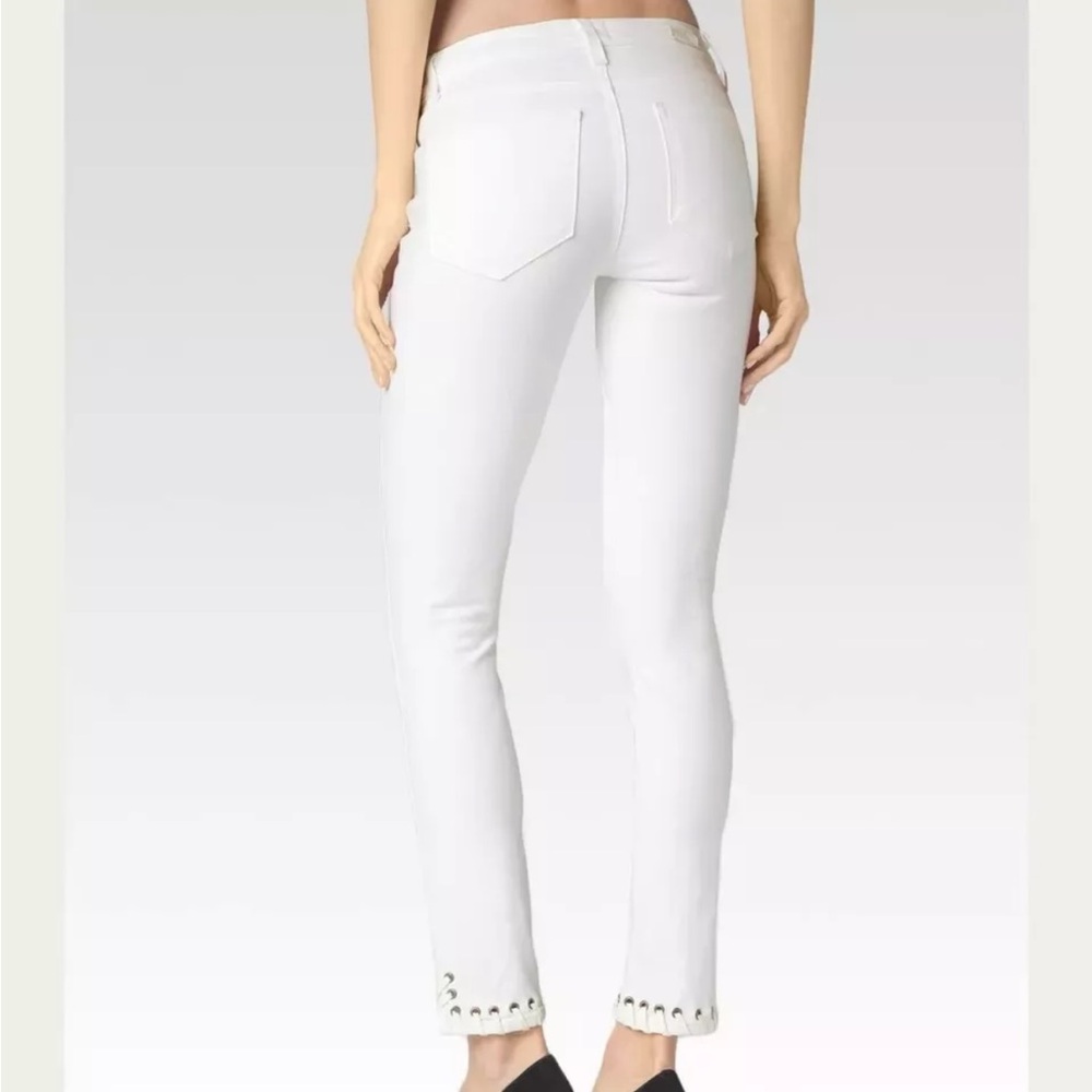 Paige Verdugo Ankle Women’s Optic White Low Rise Laced Grommet Skinny Jeans 31